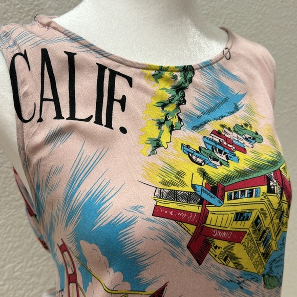 Tiny women’s colorful decorative muscle tee shirt tie back size extra small - Picture 2 of 7
